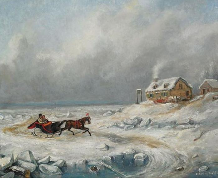 Cornelius Krieghoff Ice Road, Near Quebec oil painting image